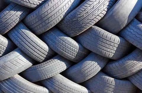 Wall of tires. Stock Photos