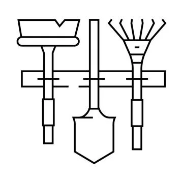 Wall tool holder garage tool line icon vector illustration Stock Illustration
