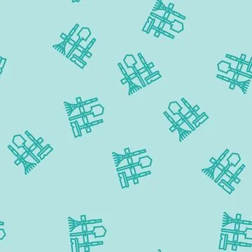 Wall tool holder garage tool line vector seamless pattern Stock Illustration