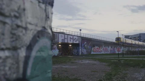 Wall train approach close up Stock Footage 145547031