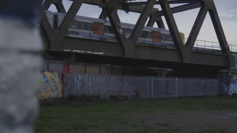 Wall train pass close up Stock Footage 145546958