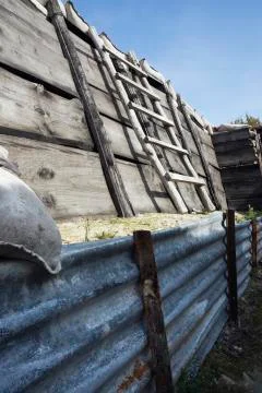 A wall of a trench. Stock Photos