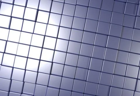 Wall of uneven tiles brick or cubes, 3d illustration Stock Illustration