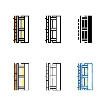 Wall variants insulation layer color icon vector Stock Illustration