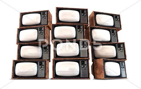 Wall of vintage televisions Stock Illustration
