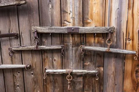 Wall of wagon accessories. Stock Photos