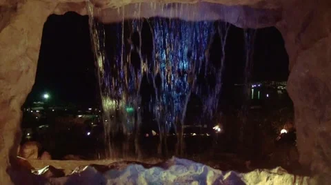 Wall of water of artificial falls Stock Footage 56640570