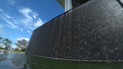 Wall waterfall with clouds and blue sky Stock Footage 274385162