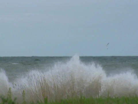 Wall of waves spraying up into the air -slo motion - 01 Stock Footage 38630708