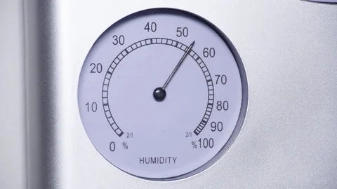 Wall weather humidity dial. Humidity level rising. Stock Footage 70486434