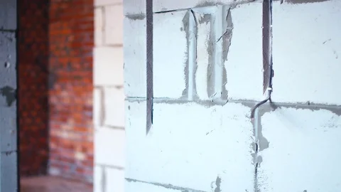 A wall with the white bricks Stock Footage 74206527