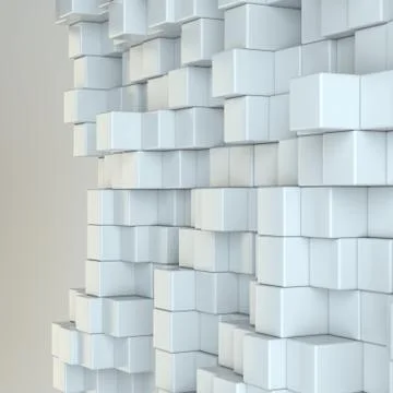 Wall of white cubes 스톡 일러스트