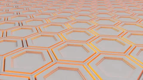 Wall of white hexagons with orange glow Stock Footage 92056376