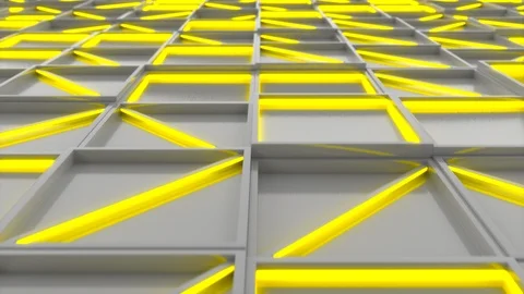 Wall of white rectangle tiles with yellow glowing elements Stock Footage 95619944