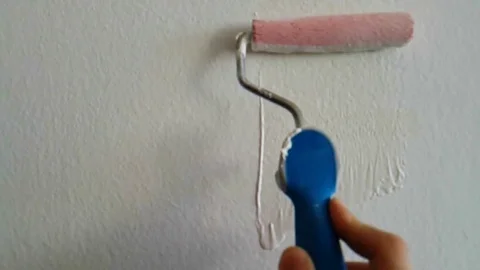 Wall whitewashing slow motion Stock Footage 72574628