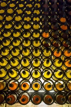 Wall of wine racks Stock Photos