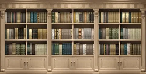 Wall wooden background classical library books or library Stock Illustration