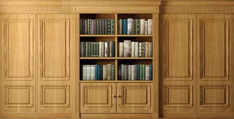 Wall wooden background classical library books or library Stock Illustration