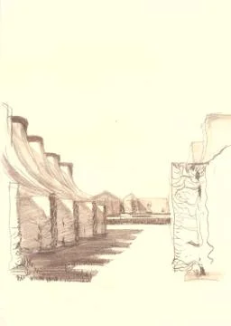 Wall in the yard Stock Illustration