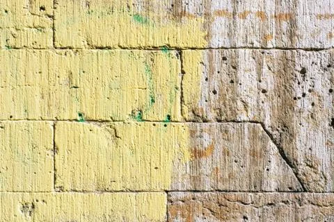 Wall with yellow paint. Stock Photos