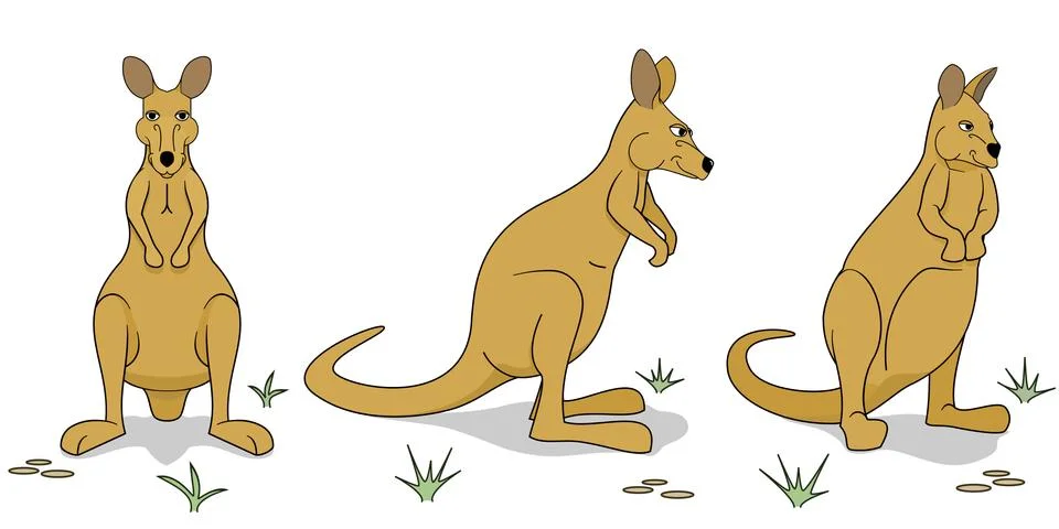 Wallaby figures in different positions Stock Illustration