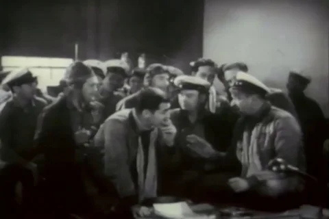 Wallace Beery and Clark Gable in a scene of Hell Divers movie - 1971 Stock Footage 102189900