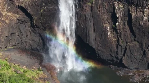 Wallaman Falls Queensland base of falls rainbow Stock Footage 148529697