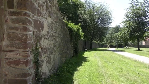 Walled castle garden Stock Footage 97898959