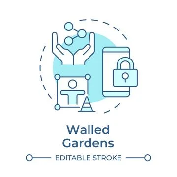 Walled gardens soft blue concept icon Stock Illustration