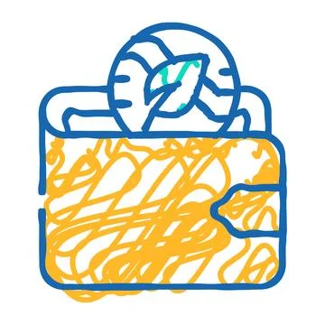 Wallet accessory chia cryptocurrency icon doodle illustration 스톡 일러스트