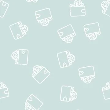 Wallet accessory chia cryptocurrency line vector seamless pattern Stock Illustration