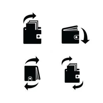 Wallet and arrow  set  icon Illustrazione stock