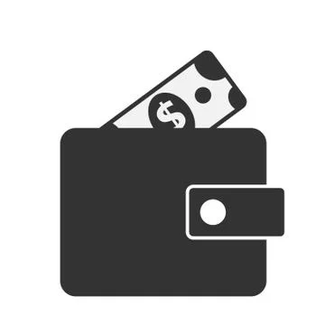 Wallet and dollar icon. Flat vector symbol. Illustration for design Stock Illustration