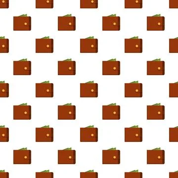 Wallet and money flat pattern with cash 스톡 일러스트