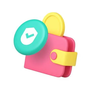 Wallet and security shield icon for financial applications and payment system Stock Illustration
