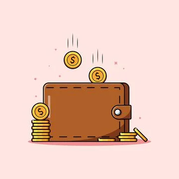 Wallet and stack of coins, Saving money イラスト素材