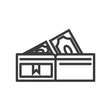 Wallet with banknotes vector line icon, sign, illustration on background Stock Illustration