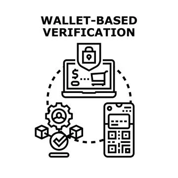 Wallet based verification process securing digital transactions Stock Illustration