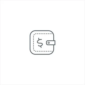 Wallet billfold Thin Line Vector Icon with dollar sign. payment cash savings Stock Illustration