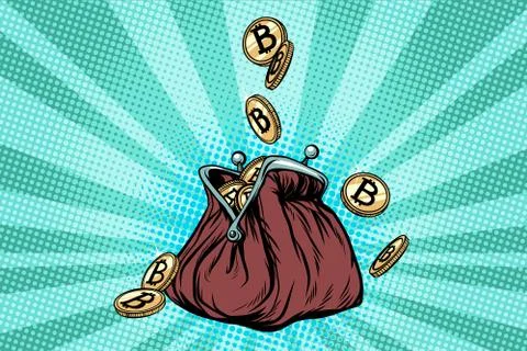 Wallet with bitcoin, crypto currency and electronic money イラスト素材