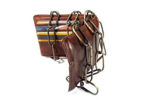 Wallet bound by a chain Stock Photos