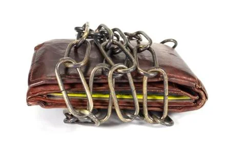 Wallet bound by a chain Stock Photos