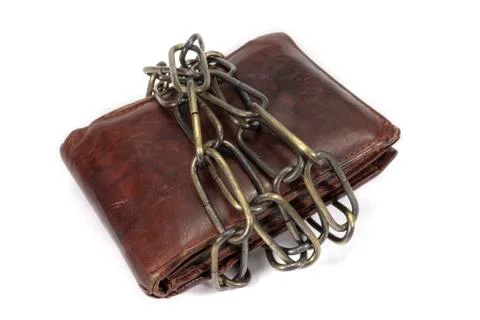 Wallet bound by a chain Stock Photos