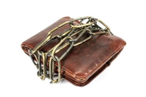 Wallet bound by a chain Stock Photos