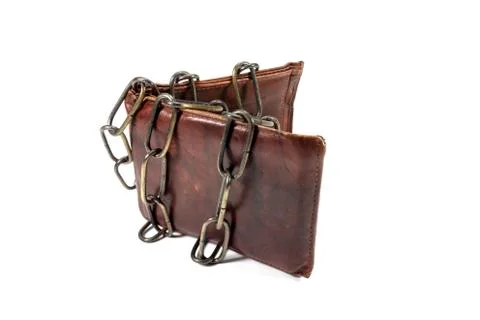 Wallet bound by a chain Stock Photos