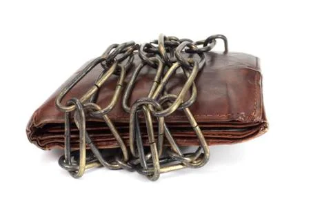 Wallet bound by a chain Stock Photos