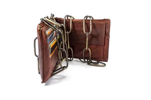 Wallet bound by a chain Stock Photos