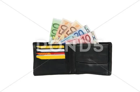 Wallet with cash and credit cards Stock Photos