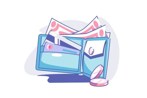 Wallet with cash Stock Illustration
