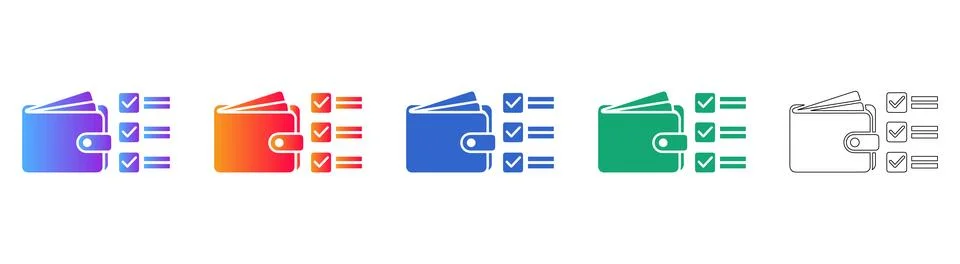 Wallet with Checklist Icons Stock Illustration